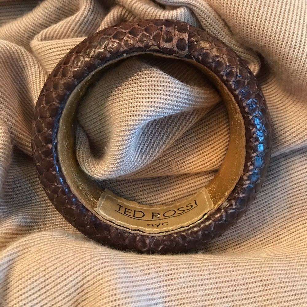 Ted Rossi Brown Snakeskin Bangle Bracelet